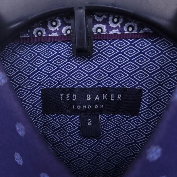 Ted Baker Shirt Mens 2 Small Blue Graphic Print - Picture 9 of 11